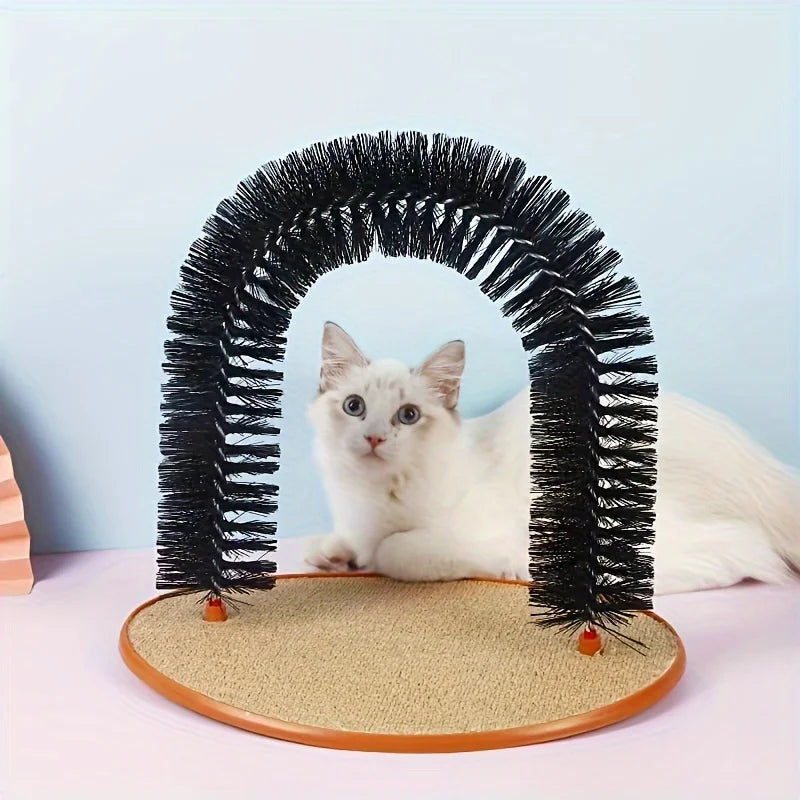 Cat Arch Self Groomer Cat Massager Toy, Interactive Cat Hair Removal Brush With Scratching Pad Toy For Indoor Cats