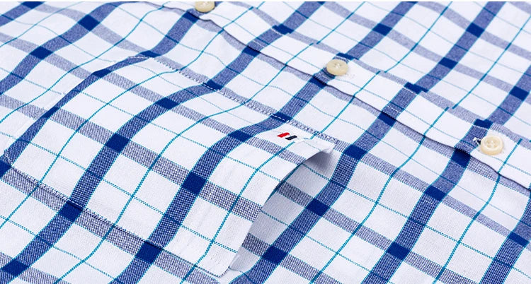 100% Pure Cotton Oxford Shirts for Men Long Sleeve  Plaid Shirt Striped Male BusinessTartan  Red Shirt Mans Designer Clothes