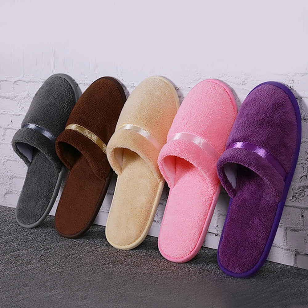 1Pair Disposable Winter Slipper Men Women Hotel Home Slippers Non-slip Portable Travel Sandals Coral Fleece Soft Warm Flip Flops