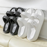 Thick Platform Cloud Slippers Women Double Buckle Soft Sole Pillow Slides Sandals Woman Summer Beach Non-Slip Flip Flops