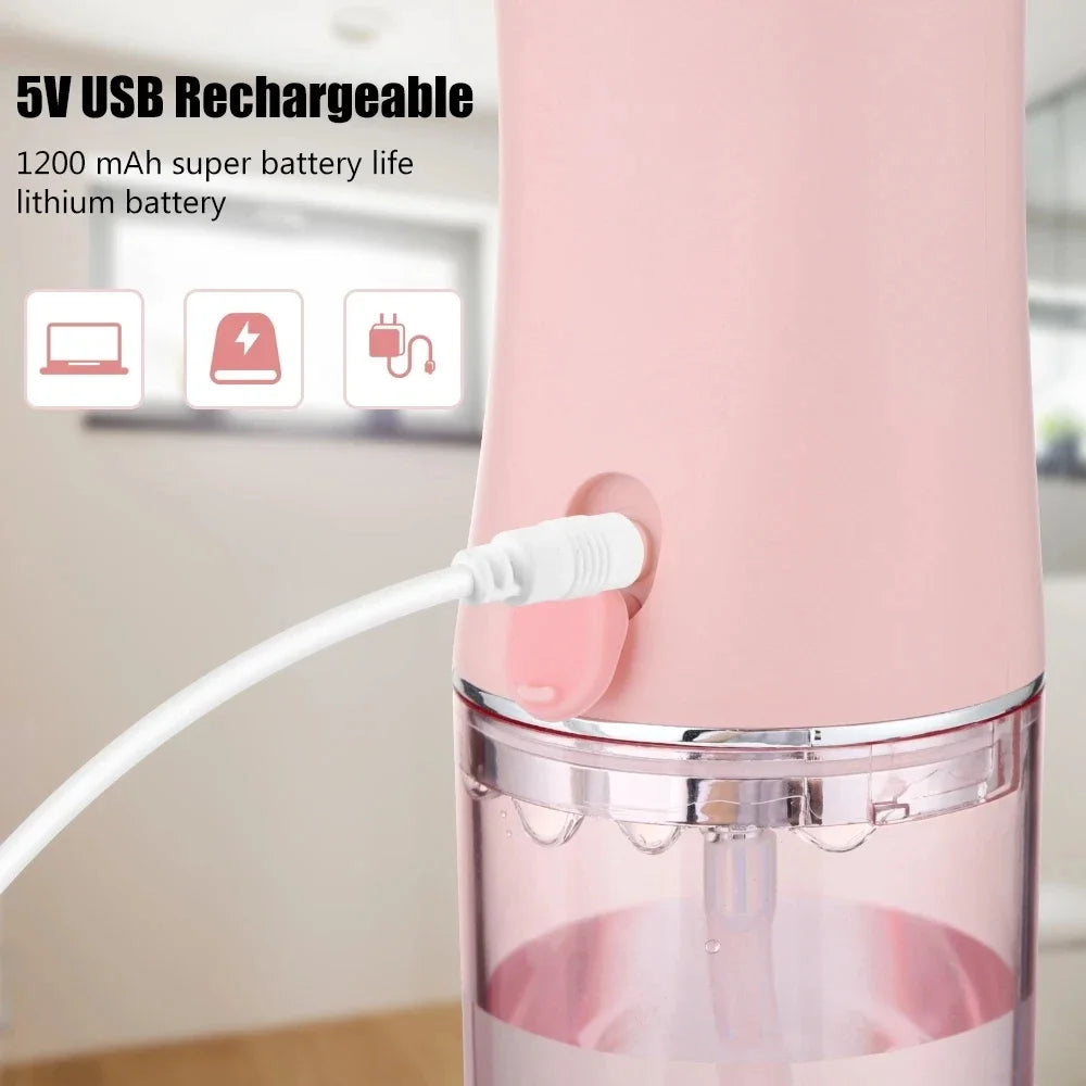 Oral Irrigator Portable Dental Water Flosser USB Rechargeable Water Jet Floss Tooth Pick 4 Jet Tip 220ml 3 Modes IPX7 1400rpm