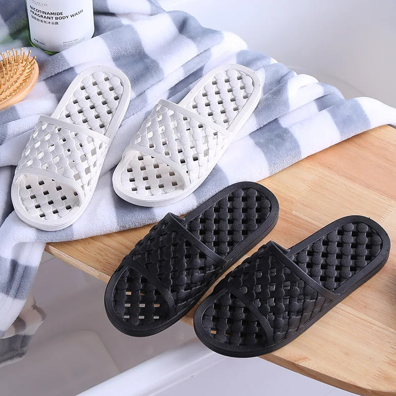 Unisex Home Non-slip Soft Bottom Leaking Shower Man and Woman Home Slippers Punching Bathroom EVA Leaky Quick-Drying Slippers