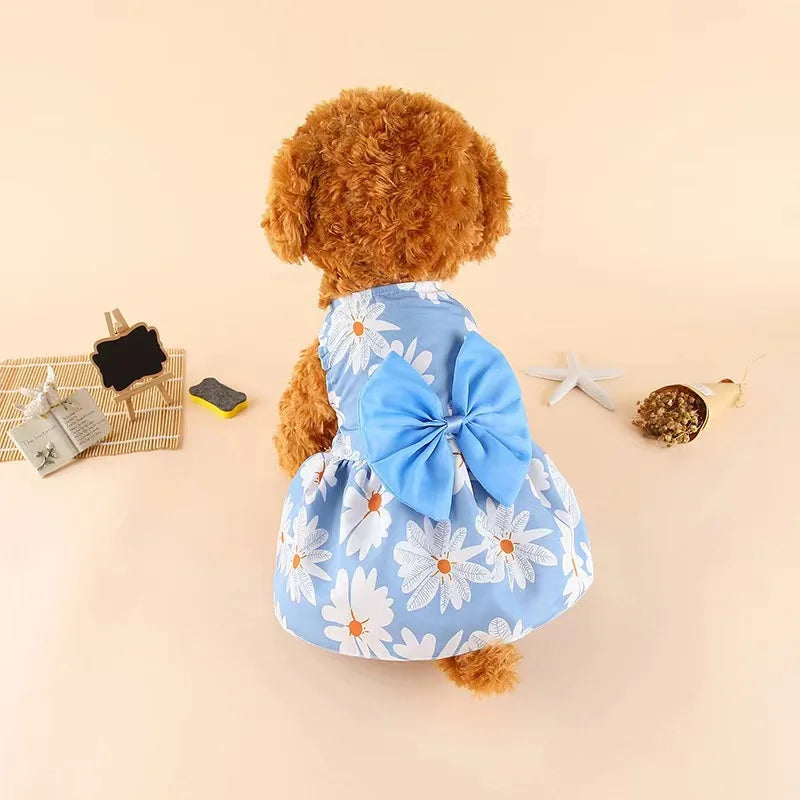 Pet Clothes Dog Dress For Female Pet Cat Puppy Floral Princess Skirt S-Xl