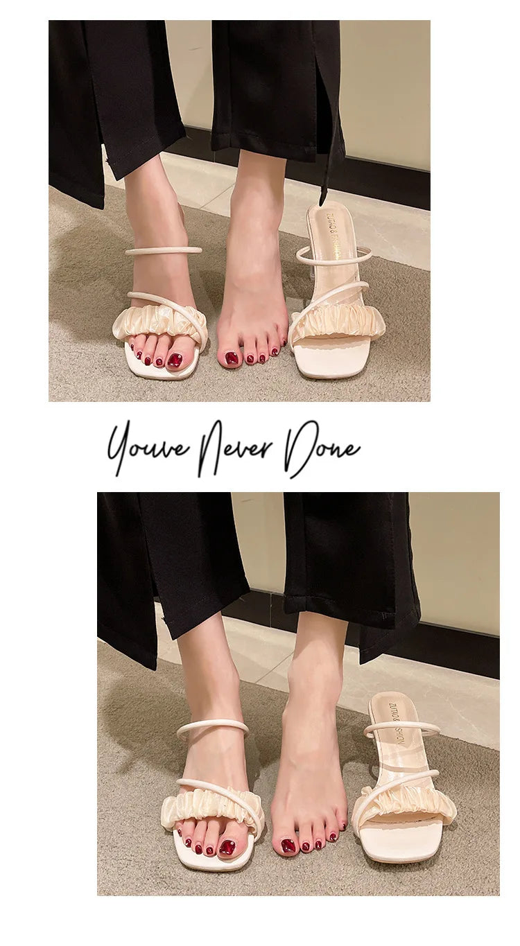 Transparent, Sandals Thick High Heels, Summer Fashion with Temperament Glass Shoes, Sexy Wear Fashion Slippers, Women's Shoes