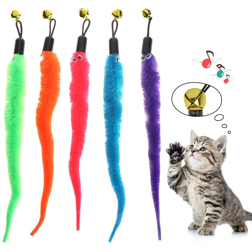 Replace Plush Cat Toy Accessories Worms Replacement Head Funny Cat Stick Pet Toys 5/10/6/11 Pcs