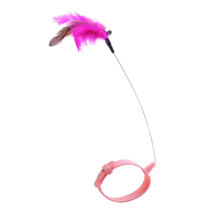 Interactive Cat Toys Funny Feather Teaser Stick with Bell Pets Collar Kitten Playing Teaser Wand Training Toys for Cats Supplies