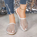 2024 Women Summer New Round Head Slippers Water Diamond Flat Home anti-skid Sandals Slippers