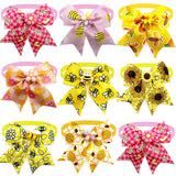 50pcs Flowers Styel Small Dog Bowties Bee Pattern Pet Products Neck Tie Collar Pet Grooming Supplies for Small Dog Accessories