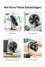 GAIATOP Desk Fan Portable USB Fan 90° Adjustable Cooling Fan Mute 4 Speed Adjustment Ultra Quiet Suitable For Home Desk Office