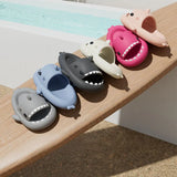 Summer Women Shark Slippers Men Eva Solid Color Slides Adults Fashion Thick Soles Flip Flops Couples Outdoor Non-Slip Sandals