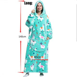 Extra Long Winter Hoodie Flannel Warm Blanket with Sleeves Women Hoodies Oversized Sweatshirt Couples Pullover Giant TV Blanket