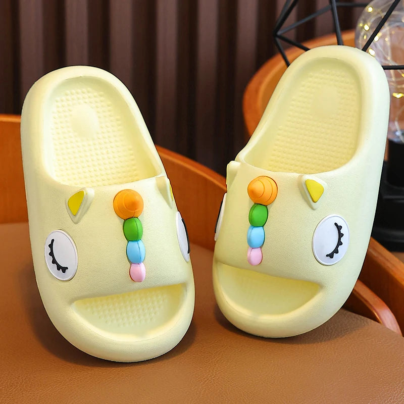 New Summer Pretty Cute Cartoon Foal Slippers Children's Non-Slip Soft Sole Sandals Boys Girls Home Slides Scuff For Kids Shoes