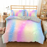 Rainbow Gradient Bedding Set Gradient Colors Duvet Cover with Pillowcases Single Twin Full Queen King Girl Kids Quilt Cover