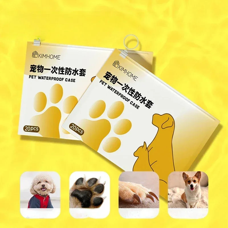 20pcs Pet Dog Disposable Shoe Covers Anti Dirt Foot Covers Walking Dog Socks Waterproof Anti Slip Shoes Non-woven Fabric 강아지 양말