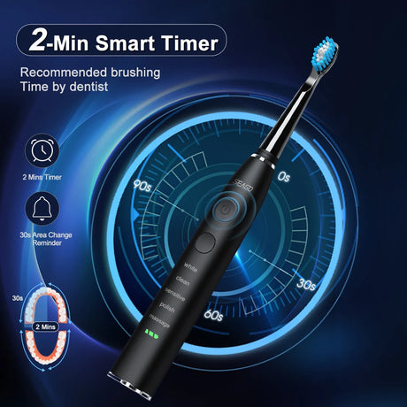 Seago Electric Sonic Toothbrush USB Rechargeable Adult 360 Days Long Battery Life IPX7 4 Replacement Heads Travel Box  SG-575