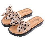 2023 New Bow Flats Open Toe Slide Sandals Non-slip Flip Flops Children Home Slippers Kids Girls Summer Cute Beach Slippers Shoe