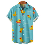 Duck 3d Print Shirts Men Fashion Hawaiian Shirt Short Sleeve Casual Beach Shirts Boys Single-Breasted Blouse Men's Clothing