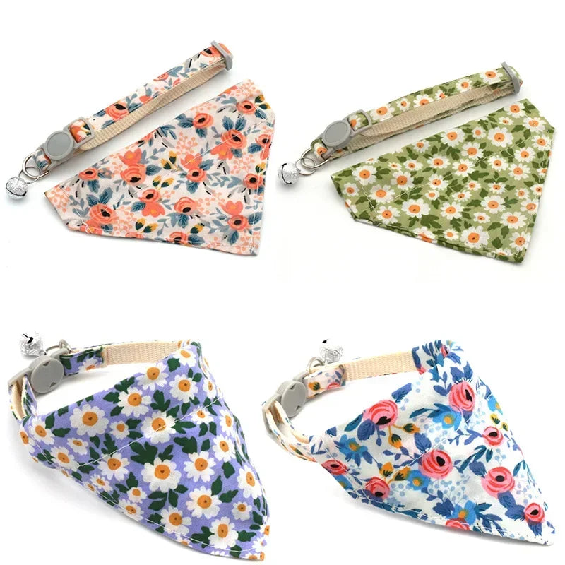 Adjustable Little Daisy Dog Neck Scarf Puppy Breakaway Pet Cat Dog Kitten Collar Bandana Kitten Accessories for Small Dogs