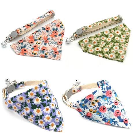 Adjustable Little Daisy Dog Neck Scarf Puppy Breakaway Pet Cat Dog Kitten Collar Bandana Kitten Accessories for Small Dogs