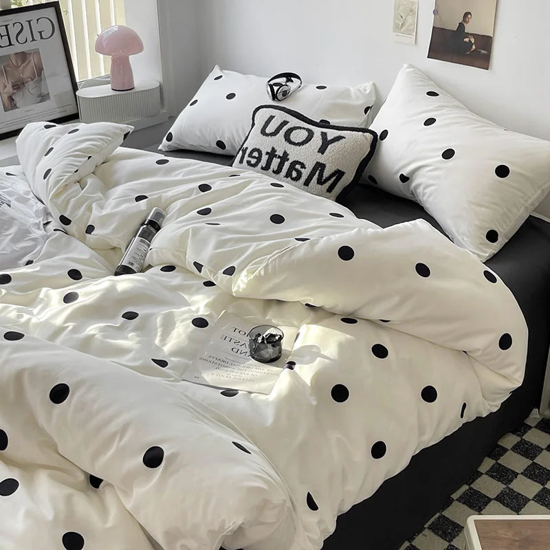 Simple Style Bed Linen Set Skin-friendly Bedsheet Set Pillowcase 이불세트 Brushed Bedclothes Single/Full/Queen/King Size Bedding Set