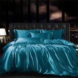 High-end Blending Natural Mulberry Silk Bedding Set Luxury Satin Silky Queen Size Duvet Cover Set with Sheets King Size Bed Set