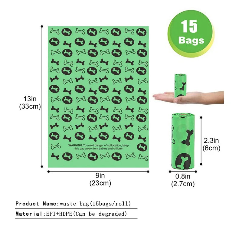 1 Roll 15 Bags Pet Dog Poop Bags Dispenser Collector Garbage Bag Puppy Cat Pooper Scooper Bag Outdoor Clean Pets Supplies