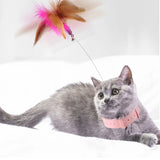 New Cat Feather TPR Silicone Collar Cat's toy Teasing Self-Hey Cat Stick Pet Collar With Bell Feather