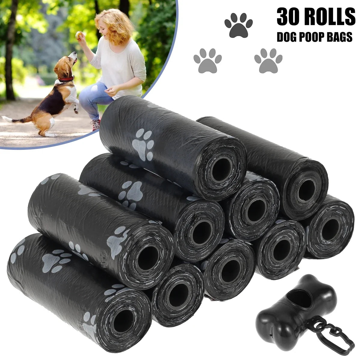 24/40 Rolls Pet Poop Bags 15 Bags/Roll Disposable Dog Eco Waste Bags with Dispenser Leak-Proof Outdoor Clean Pets Supplies New