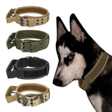 Large Dog Collar Durable Nylon Military Tactical Adjustable Pet Lead Outdoor Walking Training Collars Pitbull Labrador Supplies