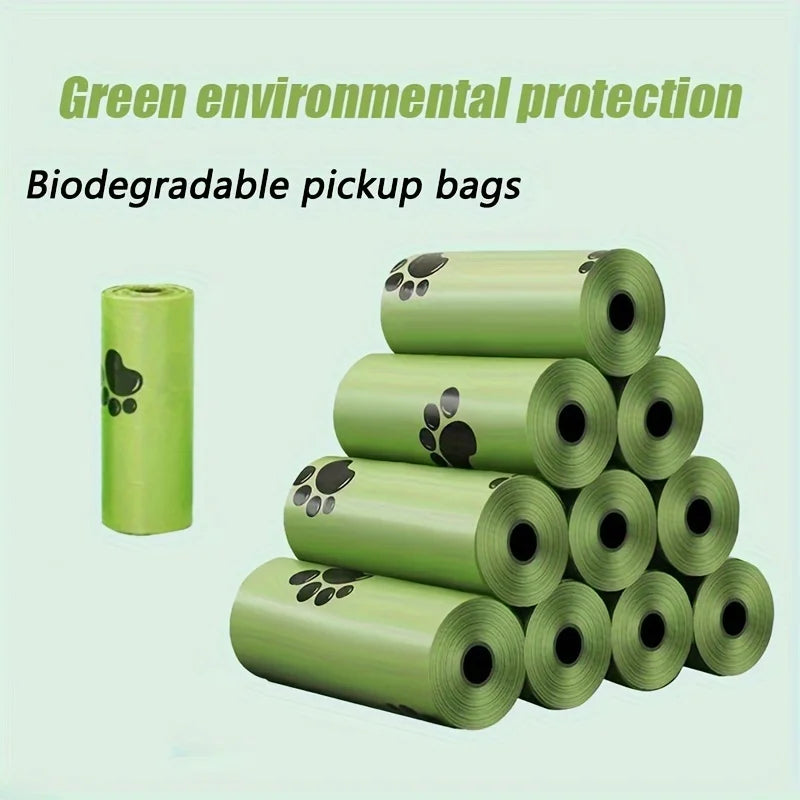 10Rolls Pet Garbage bag fecal collection bag, portable and disposable environmentally friendly cat and dog feces shovel bag