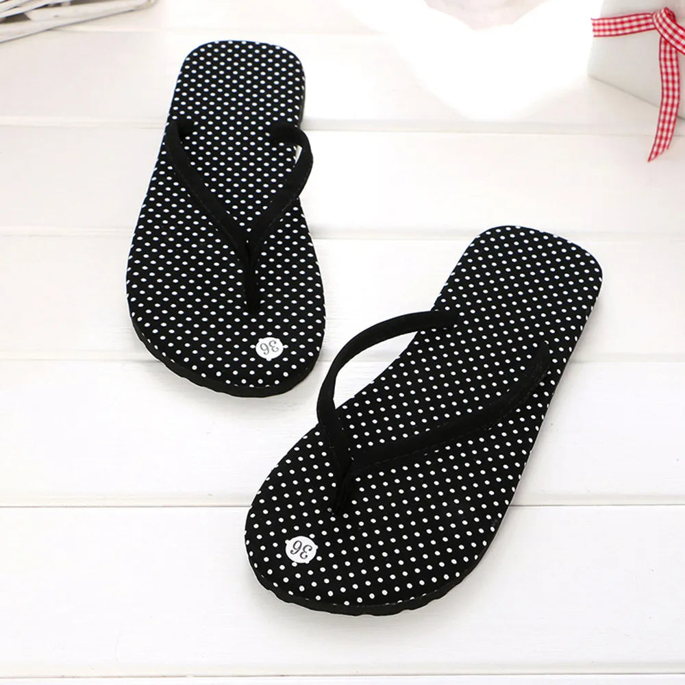 Summer New High-quality Beach Female Sandals Leopard Print Flip Flops Women Non-slip Casual Flat Slippers Polka-dot Slides Women