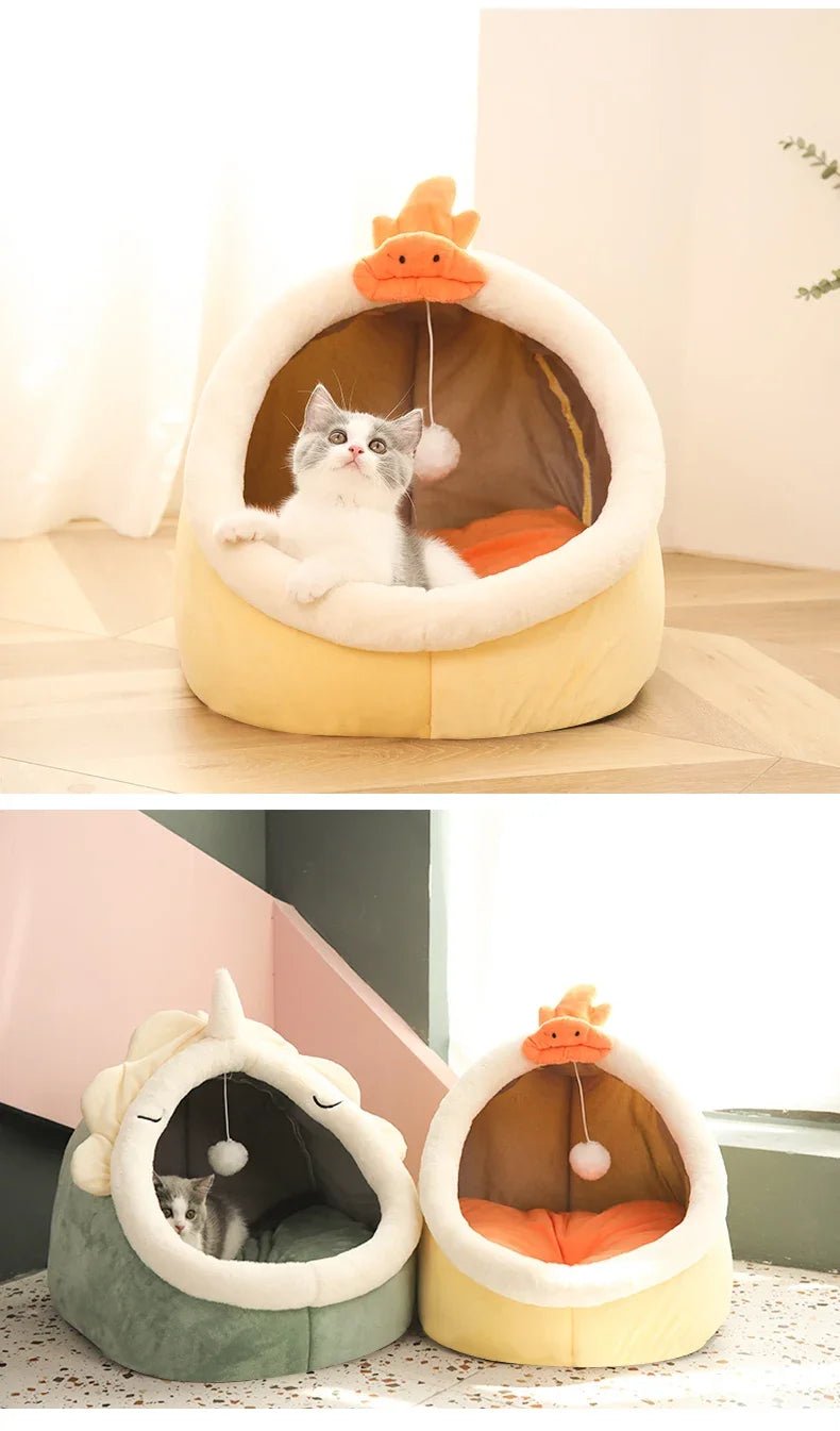 Cat Pad Bed Sweet Soft Warm Pet Basket Cozy Kitten Lounger Cushion Pet House Tent Small Dog Mat For Washable Cats winter Beds