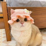 Autumn Winter Cat Hat Elastic Cute Refined Pet Hat Puppy Kittens Knitted Hat Party Photo Shoot Props Decoration Cat Accessories