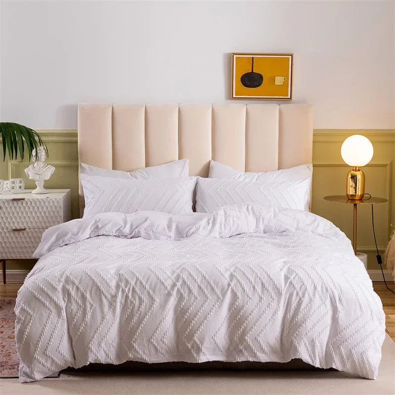 High Quality Ripple Cut Flowers Queen Bedding Set Comfortable Wave Striped Duvet Cover Set Single Double Bed Quilt Cover Sets