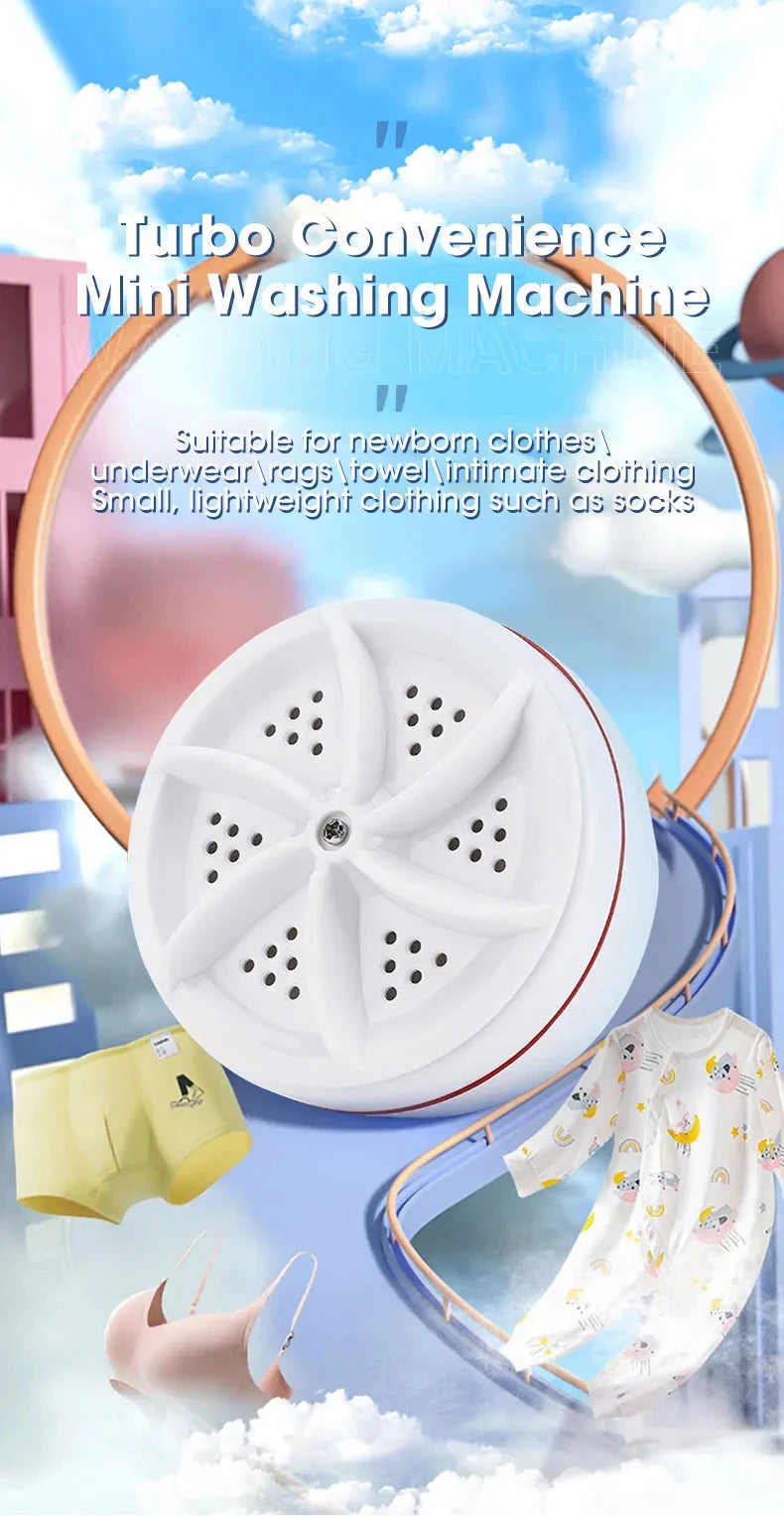 Mini Washing Machine USB Rotating Turbine Portable Washing Machine For Socks Underwear Wash Dishes For Travel Home Business Trip