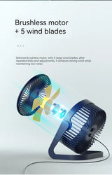 5 Inch USB Desktop Fan 360° Rotating Mini Adjustable Portable Electric Fan Summer Mute Air Cooler For Home Office