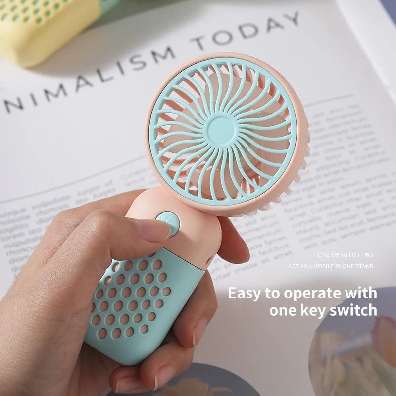 Cute USB Mini Fan Portable Handheld Fan Rechargeable Mini Handy Fan Pocket Size Low Noise Small Electric Fan Student Dormitory