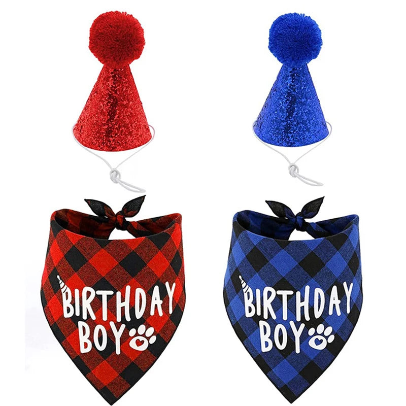 NEW Pet Birthday Party Hat Cats Dog Birthday Hat Dog Birthday Triangle Scarf Cat Accessories Party Wear Decoration Pet Product