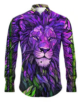 Tiger Print Long Sleeve Shirt For Men Clothing 3D Lion Pattern Spring Autumn Long Sleeve Tops Street Casual Fashion Long Sleeved