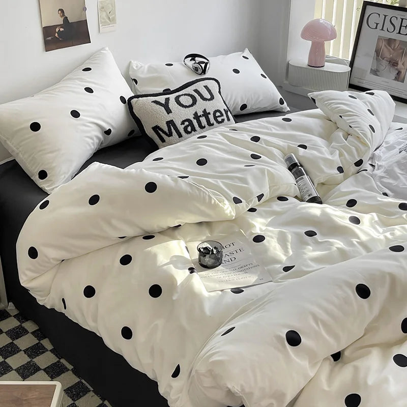 Simple Style Bed Linen Set Skin-friendly Bedsheet Set Pillowcase 이불세트 Brushed Bedclothes Single/Full/Queen/King Size Bedding Set