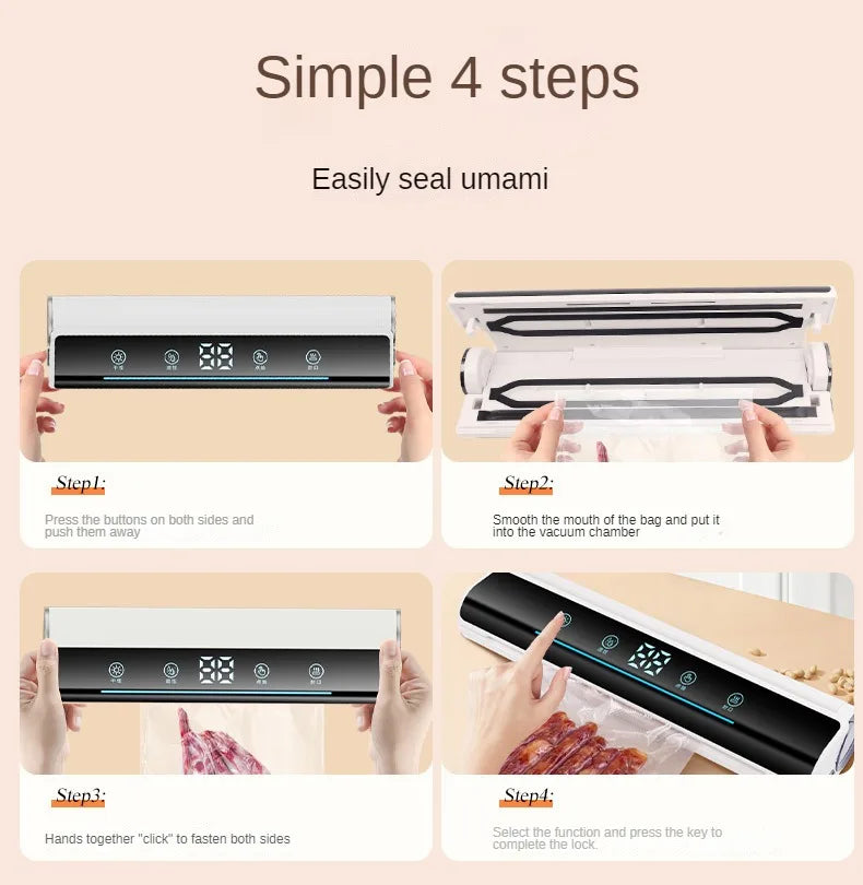 New 2024 Kitchen Vacuum Sealer Food Packaging Bag Sealer Snack Fruit Meat Degasser Home-appliance Sealer Plastic Bags