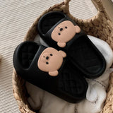 Cute Bear Design Thick Sole Women Slippers Slides Bathroom Beach Indoor Sandals Summer Couple Shoes