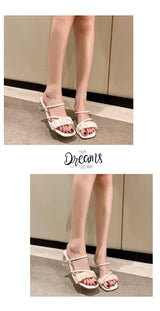 Transparent, Sandals Thick High Heels, Summer Fashion with Temperament Glass Shoes, Sexy Wear Fashion Slippers, Women's Shoes