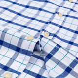 2023 100% Pure Cotton Men's Oxford Short Sleeve Square Collar Soild Plaid Striped Summer Casual Shirts Single Pocket  Shirt