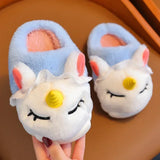 New Winter Kids Plush Slippers Cartoon Unicorn Children's Indoor Slides Non-Slip Soft Mule Girls Boys Warm House Cotton Shoes