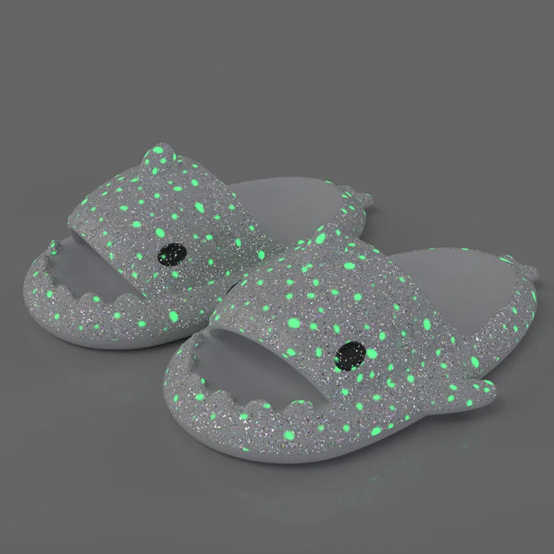 Christmas Fluorescence Shark Slippers Women Men Summer Luminescent Thick-soled Slides Non-slip Flip Flops Gift Sandals Shoes