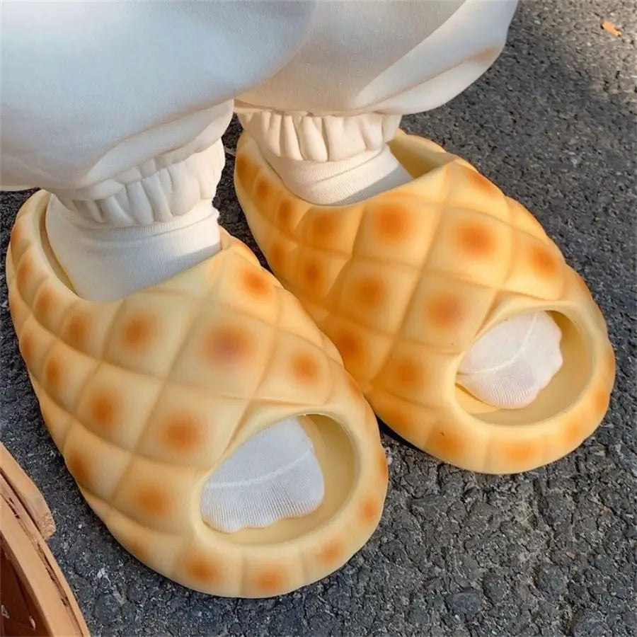 Milk Yellow Bread Slippers Women Fashion Creativity Thick Sole Slippers Women Anti Slip Soft Cute Fun Bread Sandals Girl Summer