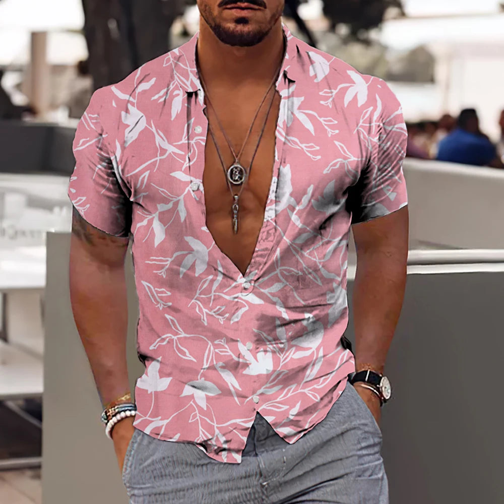 2024 Coconut Tree Shirts For Men 3d Printed Men's Hawaiian Shirt Beach 5xl Short Sleeve Fashion Tops Tee Shirt Man Blouse Camisa