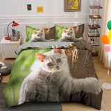 3D Cat Bedding Set Luxury Animal Duvet Cover with Pillowcase Queen King Single Double Size for Girls Boy Polyester Quilt Cover