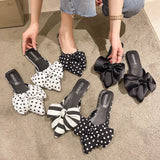 Fashion Women Slippers Women Pointed Toe Bowtie Slippers Woman Slip-on Summer Ladies Shoes Sandals